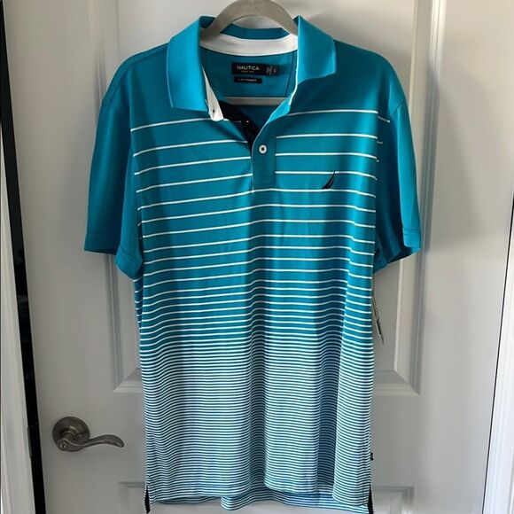 Nautica Hawaiian Ocean Gradient Polo Shirt Quick Dry Wicking NWT SZ M - Picture 1 of 11